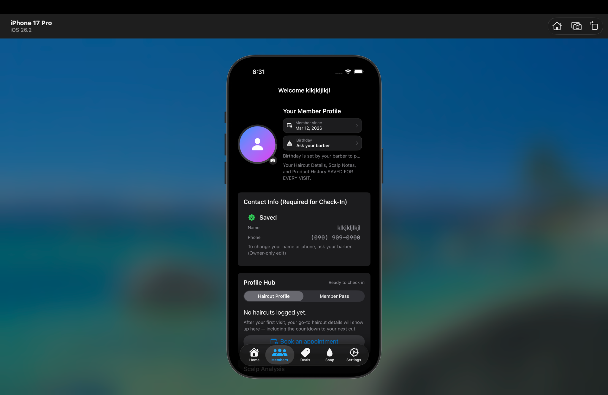Cutimization mobile booking screen preview